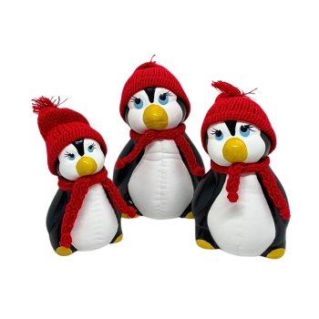 Trio Pinguim Em Pe Enfeite